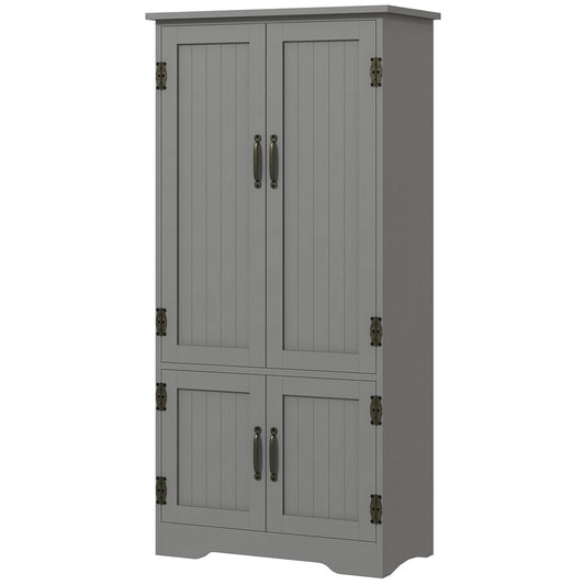 4-Door Storage Cabinet Multi-Storey Large Space Pantry with Adjustable Shelves Grey - Gallery Canada