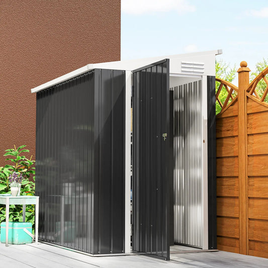 4' x 6' Outdoor Metal Storage Shed, Lockable Door, Dark Grey Sheds Dark Grey at Gallery Canada