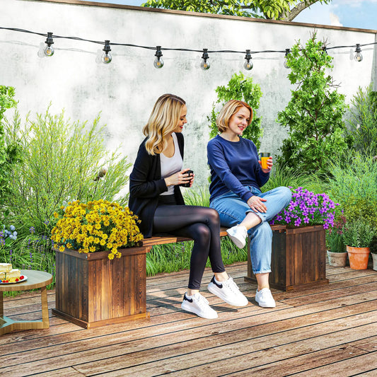 Raised Garden Bed Bench Planter, 69.25" x 15" x 15.75", Carbonized Raised Garden Beds Carbonized at Gallery Canada