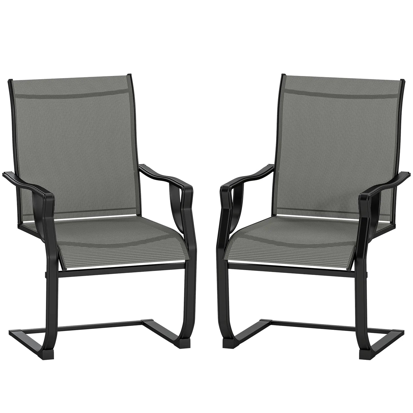 Spring Motion Patio Chairs Set Of 2, Curved High Backrest, All Weather Fabric, Metal Frame Outdoor Dining Sets at Gallery Canada