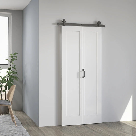 Porte coulissante 35" x 83", Porte pliante bi-partie 3,6 pi, Kit de quincaillerie, MDF peinturable