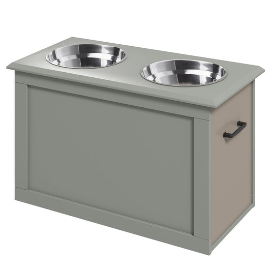 Elevated Dog Bowls for Large Dogs with Storage Dog Pet Diner Function 2 Stainless Steel Dog Bowls Elevated Base for Big-sized Dogs and Other Large Pets, Grey - Gallery Canada