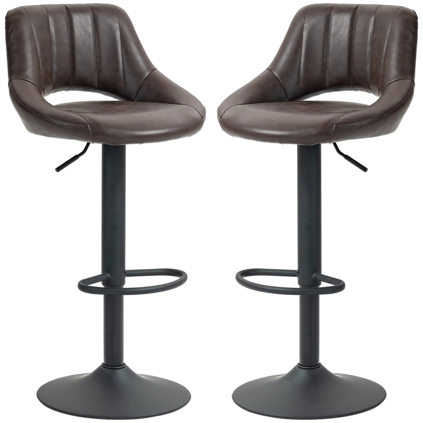 Swivel Bar Stools Set of 2, Faux Leather, Counter Height, Round Metal Base Bar Stools at Gallery Canada