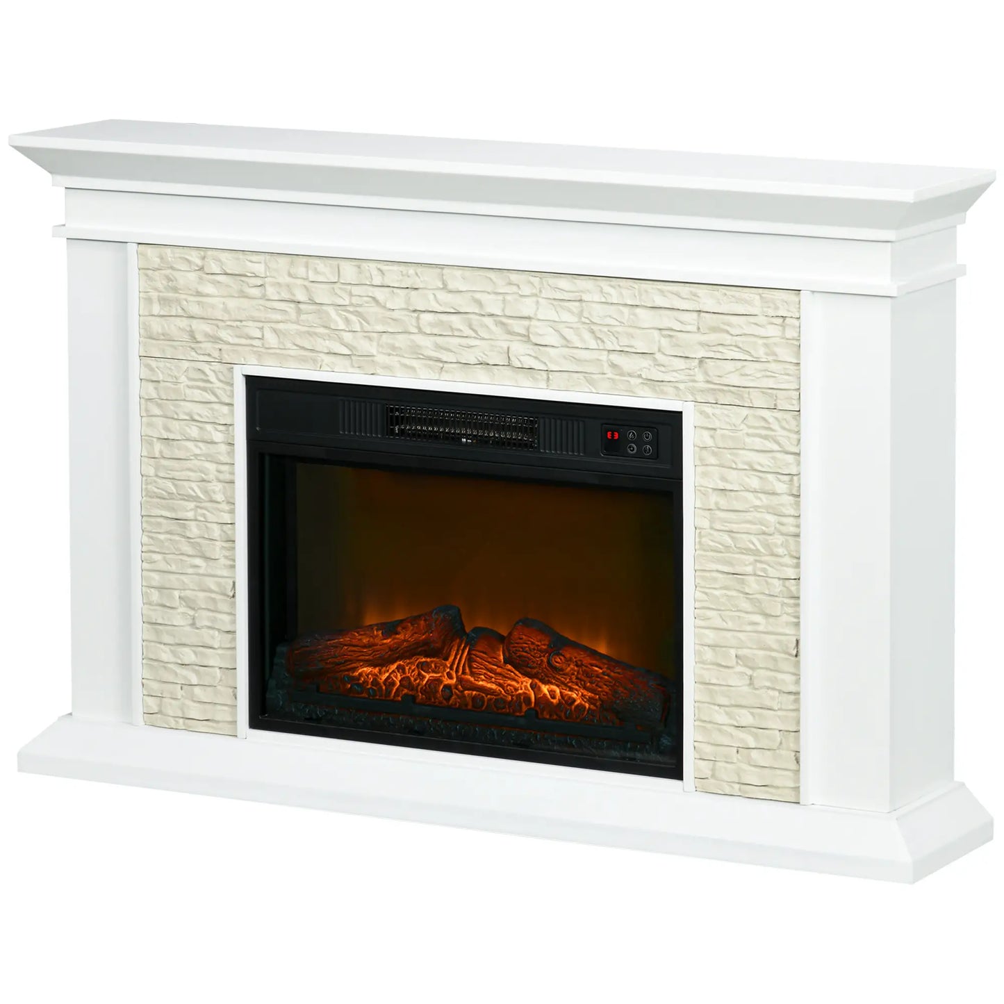 31.5" Electric Fireplace with Mantel, 1400W, Remote, White Electric Fireplaces at Gallery Canada