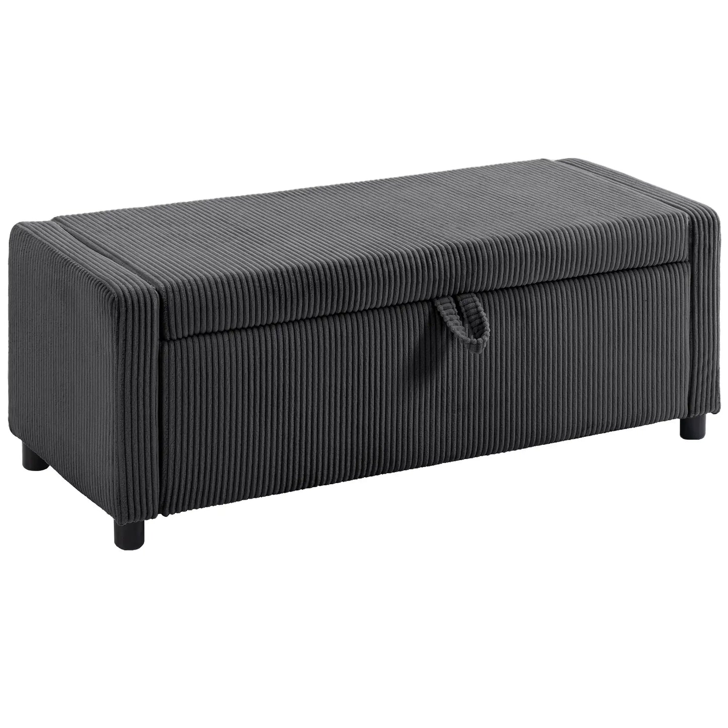 Upholstered Corduroy Storage Ottoman, Dark Grey Storage Ottomans & Benches at Gallery Canada