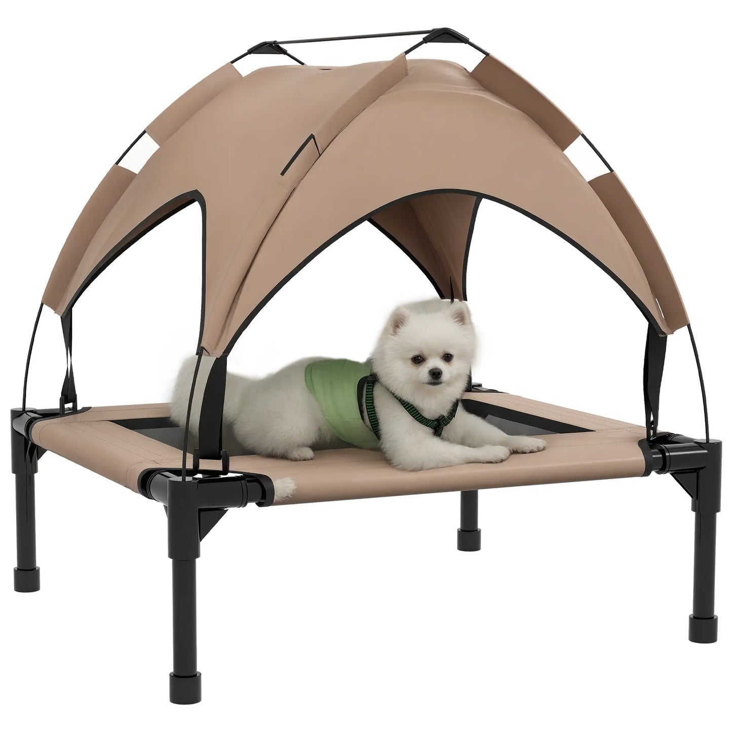 Cooling Dog Cot With Canopy, Washable Mesh, Medium, Coffee Elevated Dog Beds at Gallery Canada