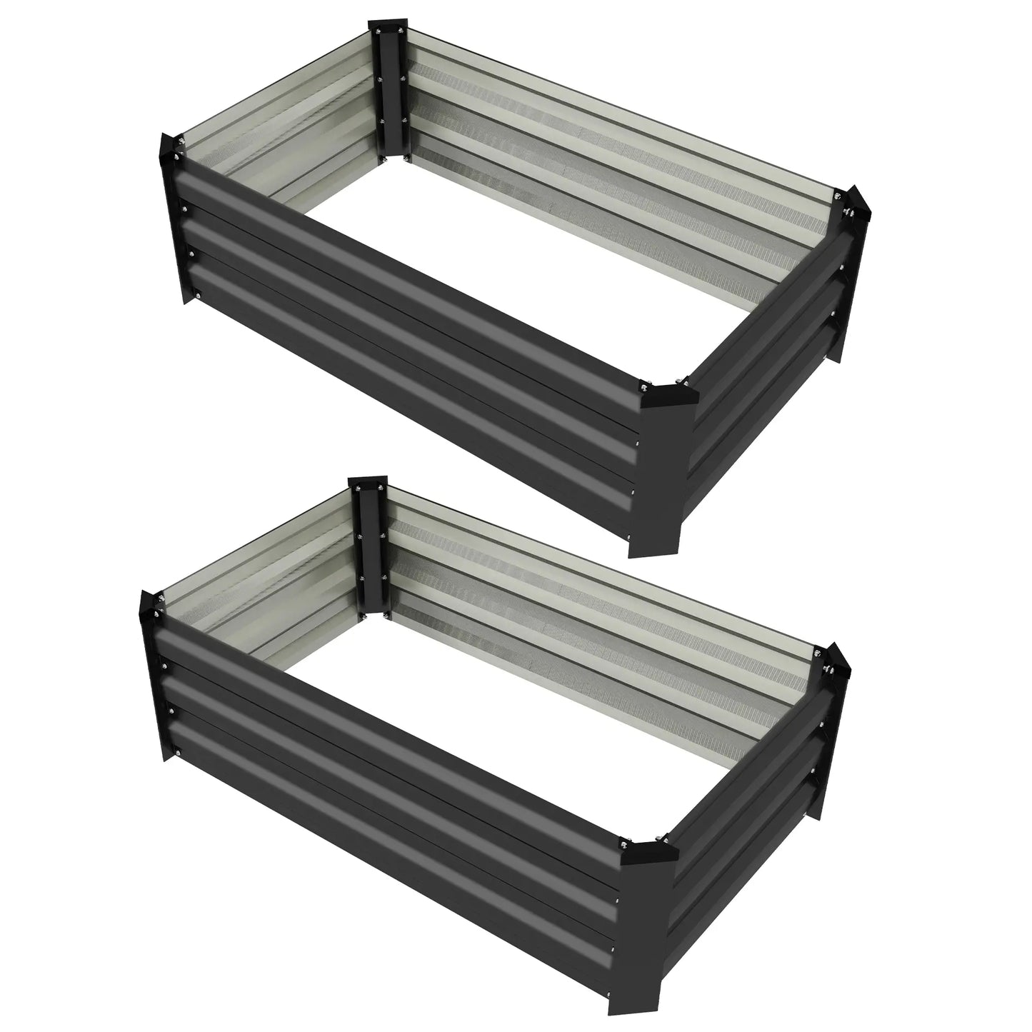 Set of 2 Galvanized Raised Garden Beds, Outdoor Planter Box, Grey Raised Garden Beds at Gallery Canada