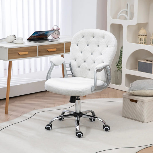 Office Chair, Adjustable Height, Tufted Back, White Task Chairs White at Gallery Canada