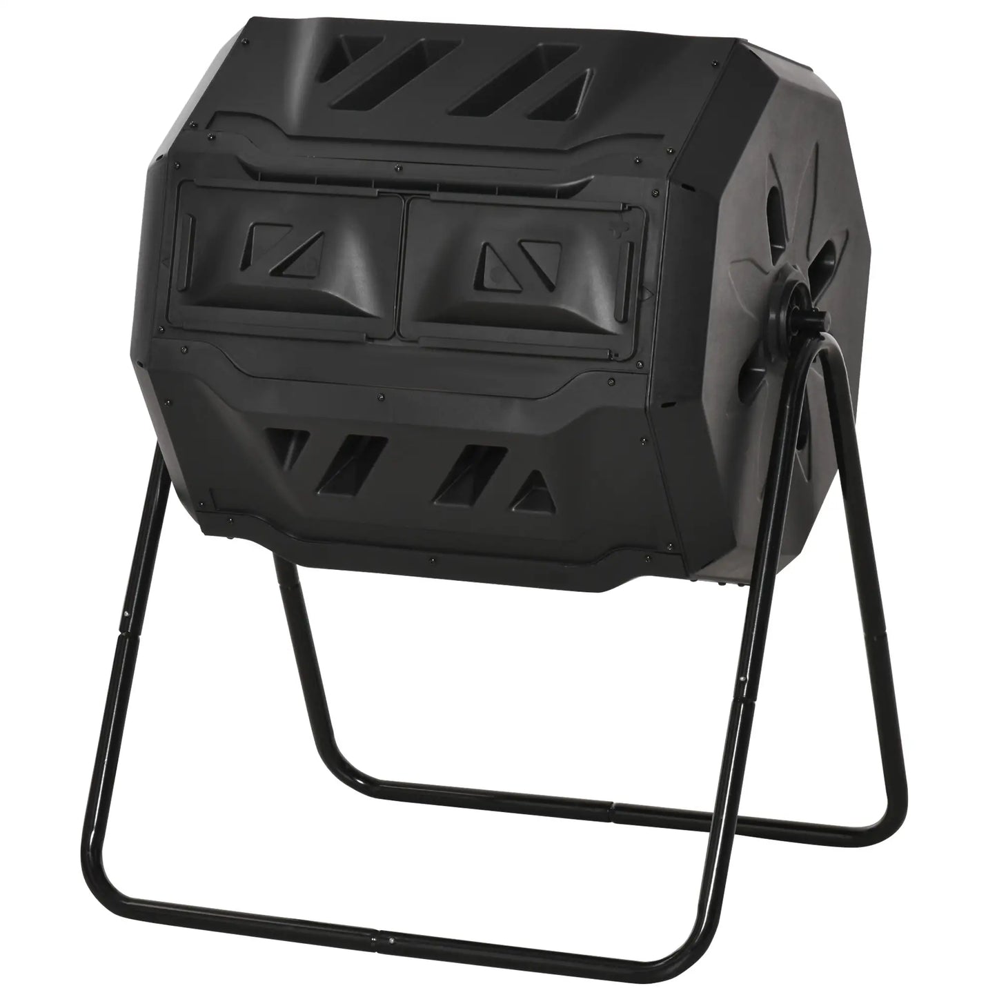 43 Gallon (160L) Tumbling Compost Bin, Dual Chamber, 360° Rotating, Black Outdoor Compost Bin at Gallery Canada