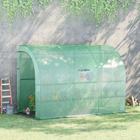 Walk-in Lean-to Greenhouse, 10' x 5' x 7', PE Cover, Green Greenhouses Green at Gallery Canada