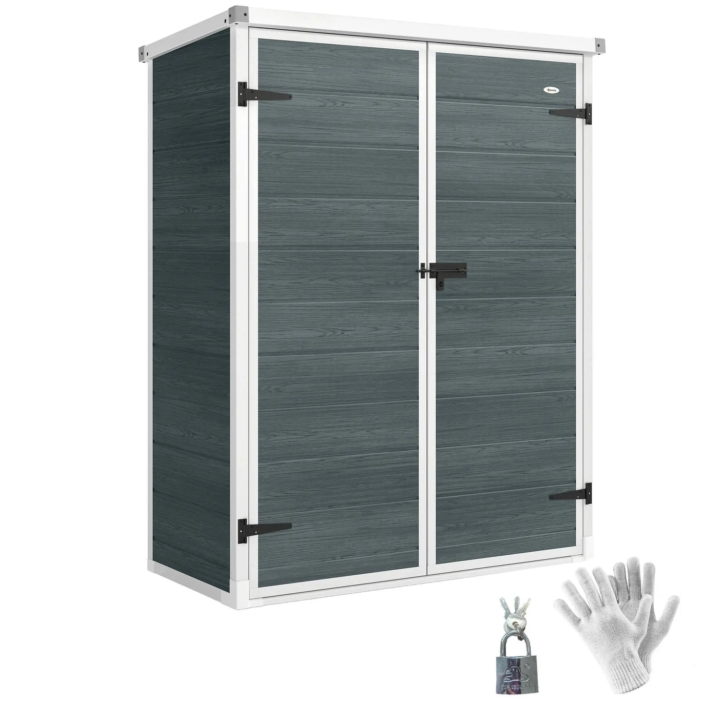 Plastic Storage Shed, 4.4' x 2.3', Lockable Doors, Foldable Shelves, Grey Sheds at Gallery Canada