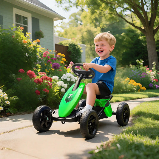 Kids Pedal Go Kart, 2-5 Years, Silent EVA Wheels, Metal Frame, Green Pedal Go Karts for Kids Green at Gallery Canada