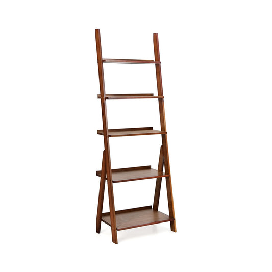 5-Tier Bamboo Ladder Shelf for Home Use, Brown