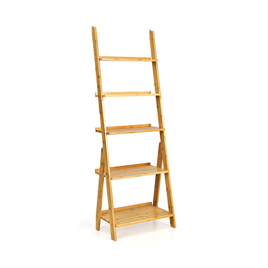 5-Tier Bamboo Ladder Shelf for Home Use, Natural
