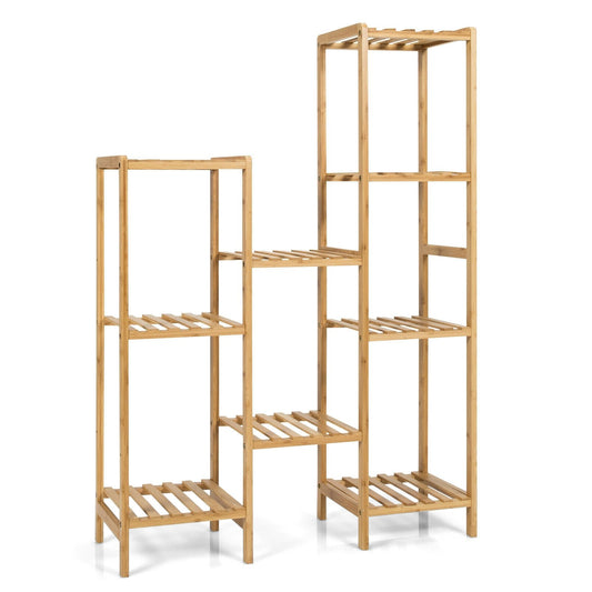 9/11-Tier Bamboo Plant Stand for Living Room Balcony Garden-9-Tier, Natural