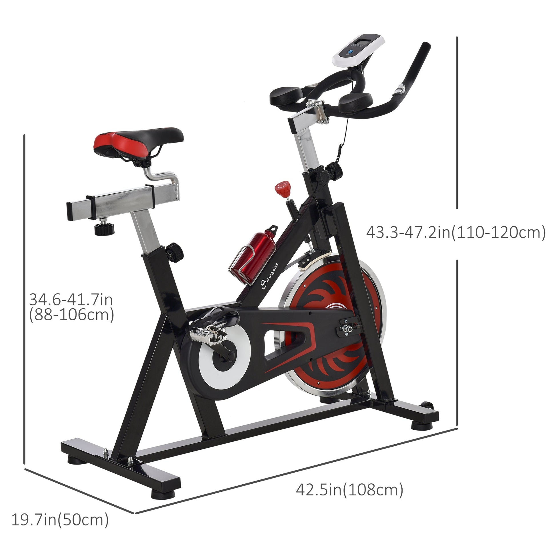 Indoor Stationary Exercise Bike Upright Fitness Bicycle Cycling Sport for Home Gym with 29lbs Flywheel Adjustable Resistance LCD Monitor Bottle Holder Black at Gallery Canada