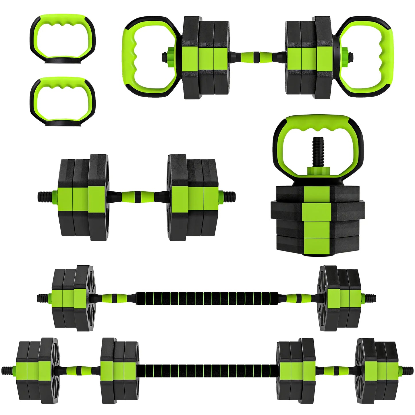 Adjustable Dumbbell Set, 44lbs, Kettlebell Barbell Dumbbell Push-Up Stand, Green Dumbbells & Barbells at Gallery Canada