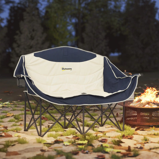 Portable Double Camping Chair, Cup Holders, Carry Bag, 551 lbs, Navy Blue Picnic Tables & Camping Chairs Navy Blue at Gallery Canada