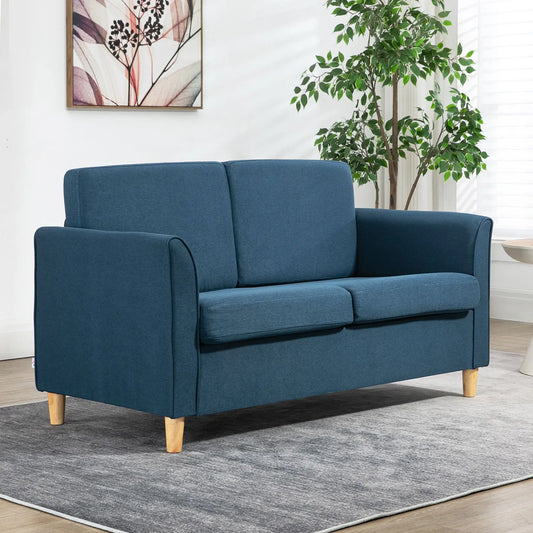 2-Seat Sofa with Armrests, Wood Legs, 2-Seater, Blue 2-Seater Sofas Blue at Gallery Canada