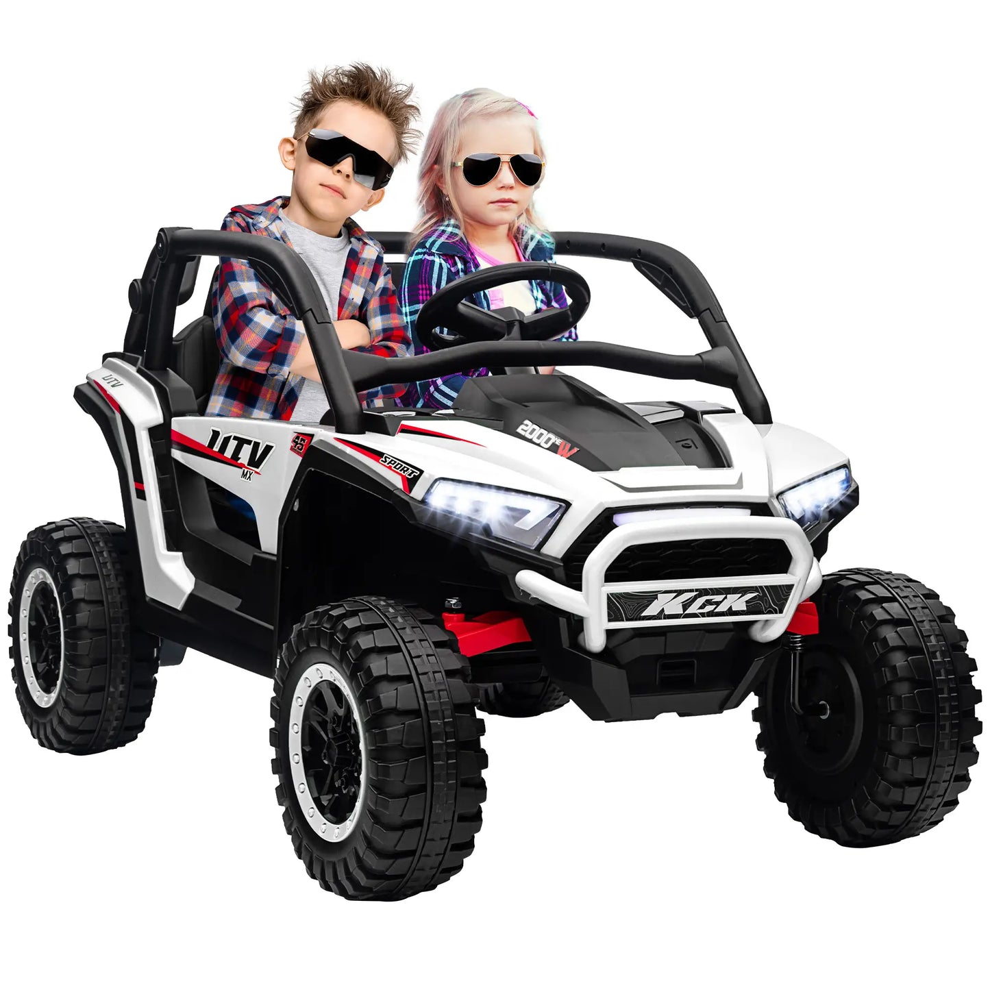 2 Seater 24V 7AH Electric Ride On Truck, White Electric Toy Cars at Gallery Canada
