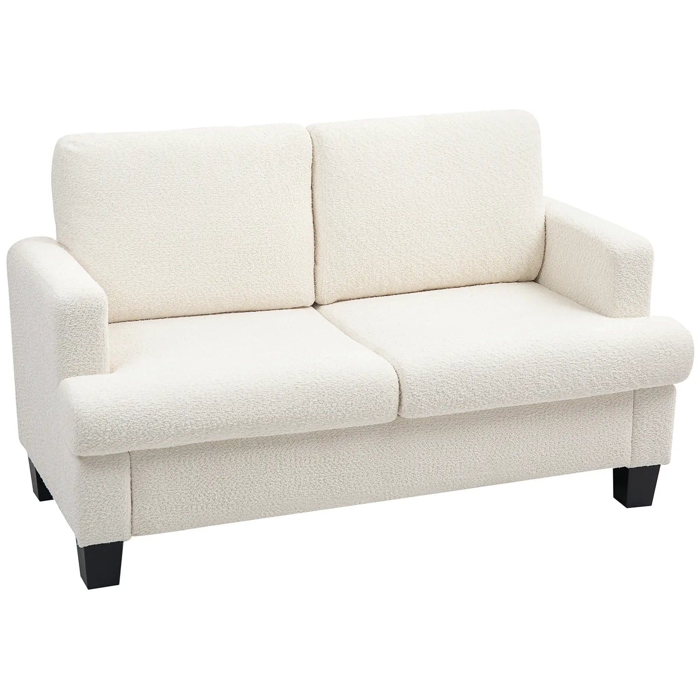 54.3" Loveseat Sofa, 2 Seater, Removable Cushions, Wood Frame, Cream White 2-Seater Sofas at Gallery Canada