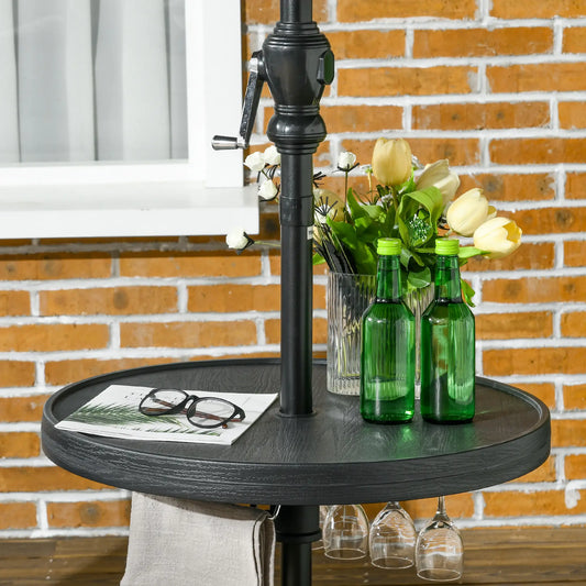 Beach Umbrella Table Tray, Wine Glass Holder, Foldable Towel Rack, 23.6", Black Patio Umbrellas Black at Gallery Canada