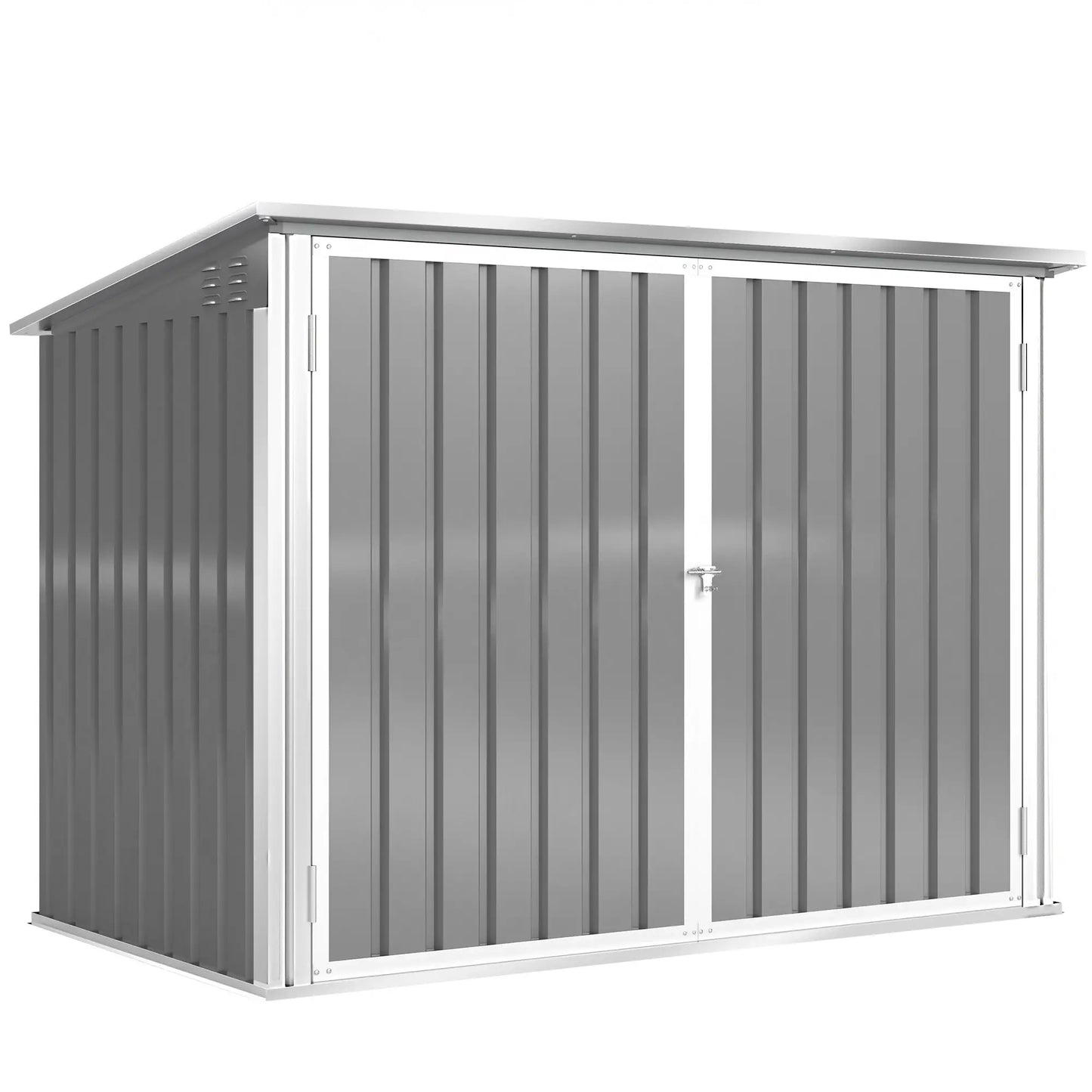 Outdoor Metal Storage Shed, Double Door With Vents, Light Grey Sheds at Gallery Canada