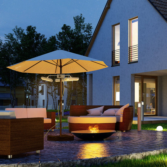 Electric Patio Heater, 3 Heating Panels, Infrared Remote, Silver Electric Tower Heaters Silver at Gallery Canada