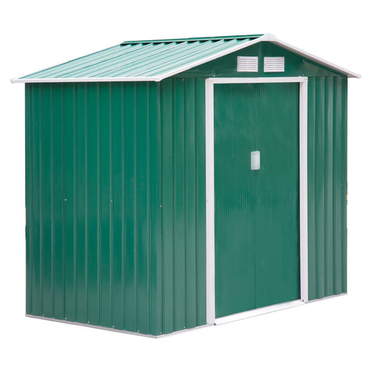 7' x 4.3' x 6.1' Garden Shed Outdoor Patio Yard Metal Tool Storage House w/ Floor Foundation and Double Doors Green at Gallery Canada