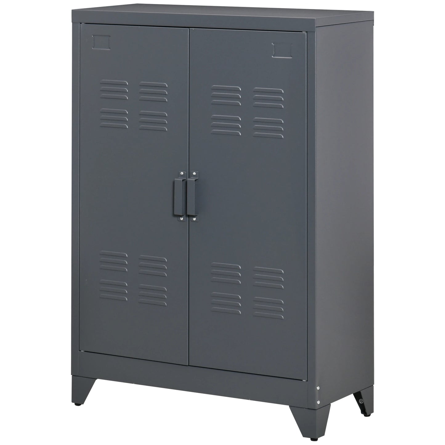 Metal Storage Cabinet, 2 Louvered Doors, Adjustable Shelves, Grey Storage Cabinets at Gallery Canada