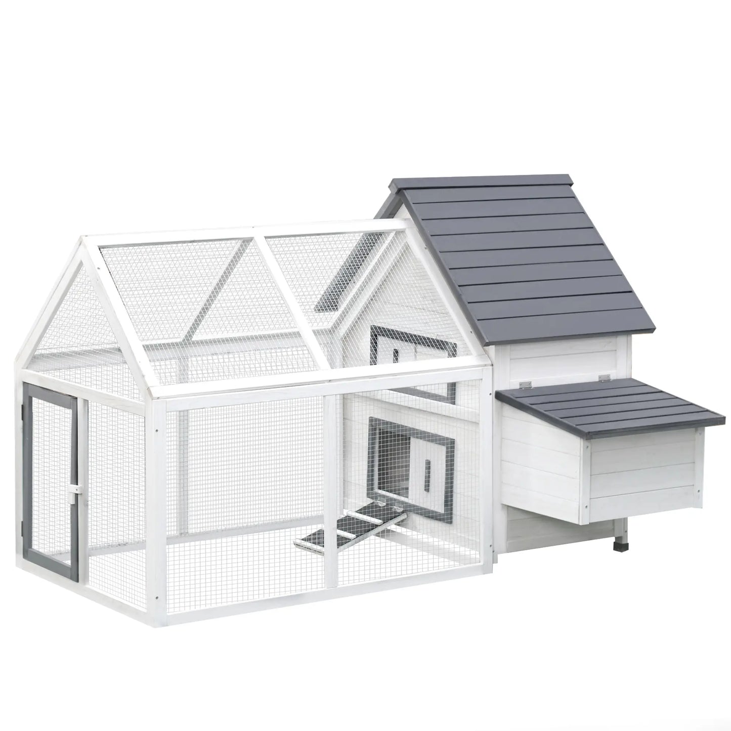 65" Wooden Chicken Coop, Rabbit Hutch with Nesting Box, Ramp Chicken Coops at Gallery Canada
