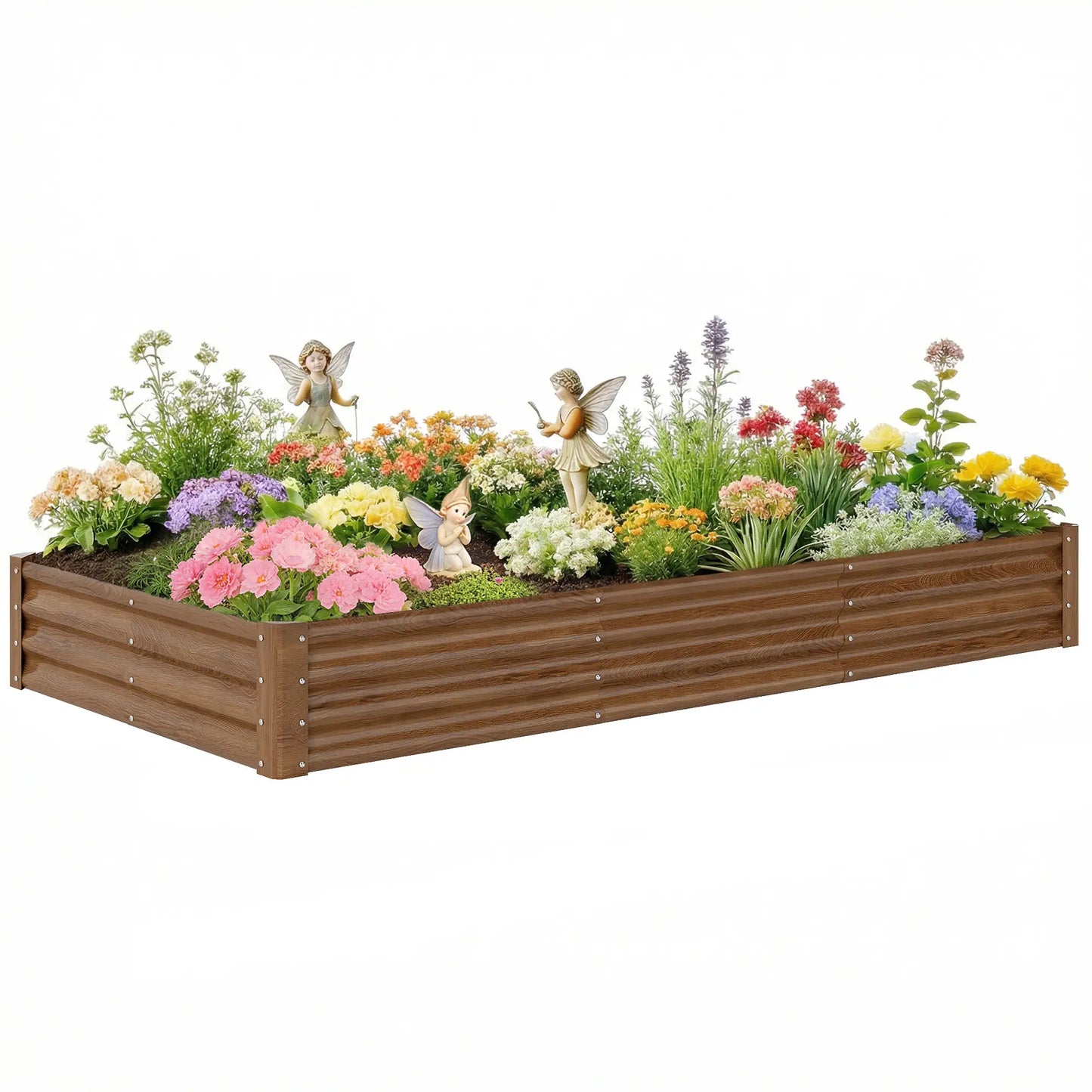 8 x 4 x 1ft Galvanized Raised Garden Bed, Reinforced Outdoor Planter Box, Distressed Brown Galvanized Planter Boxes at Gallery Canada