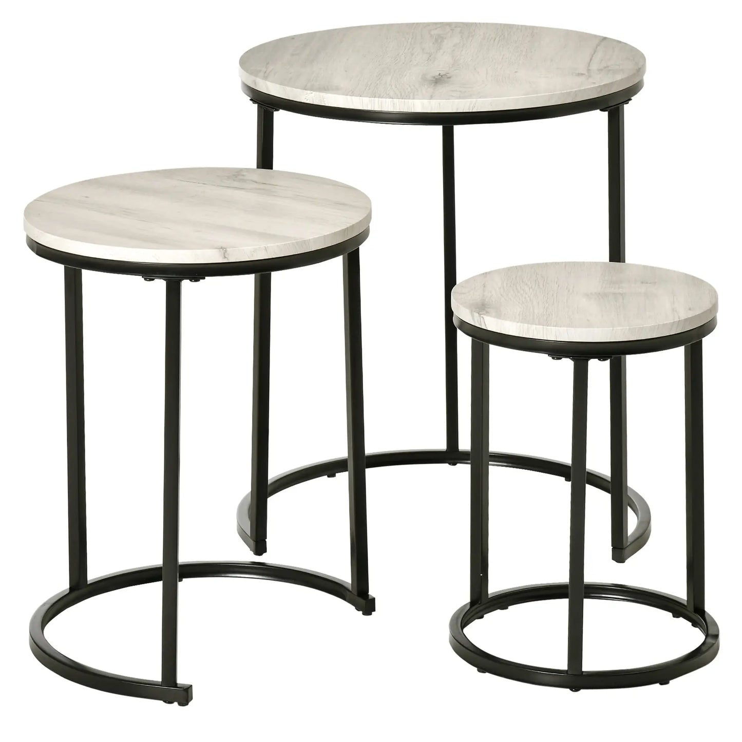 Round Nesting Tables Set of 3, Steel Frame, Living Room, Grey Side Tables at Gallery Canada