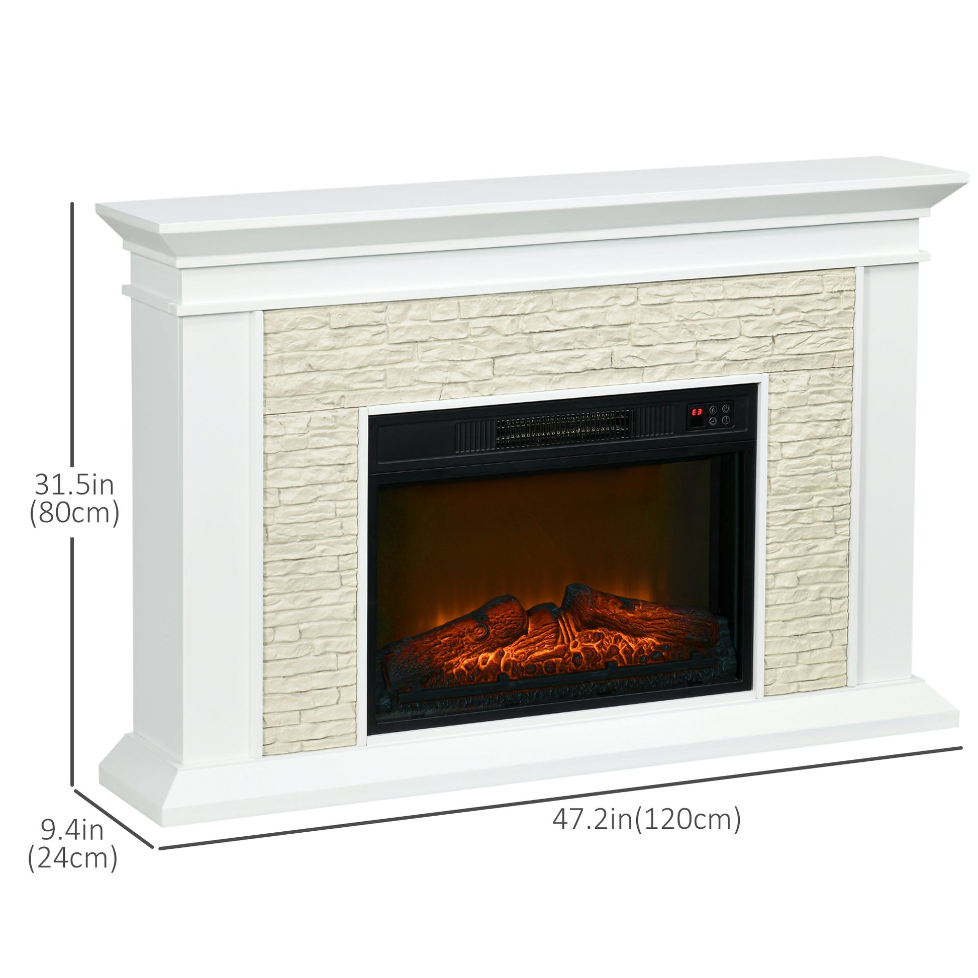 31.5" Electric Fireplace with Mantel, 1400W Freestanding Fireplace Heater with Remote Control, Overheat Protection, Timer, White at Gallery Canada