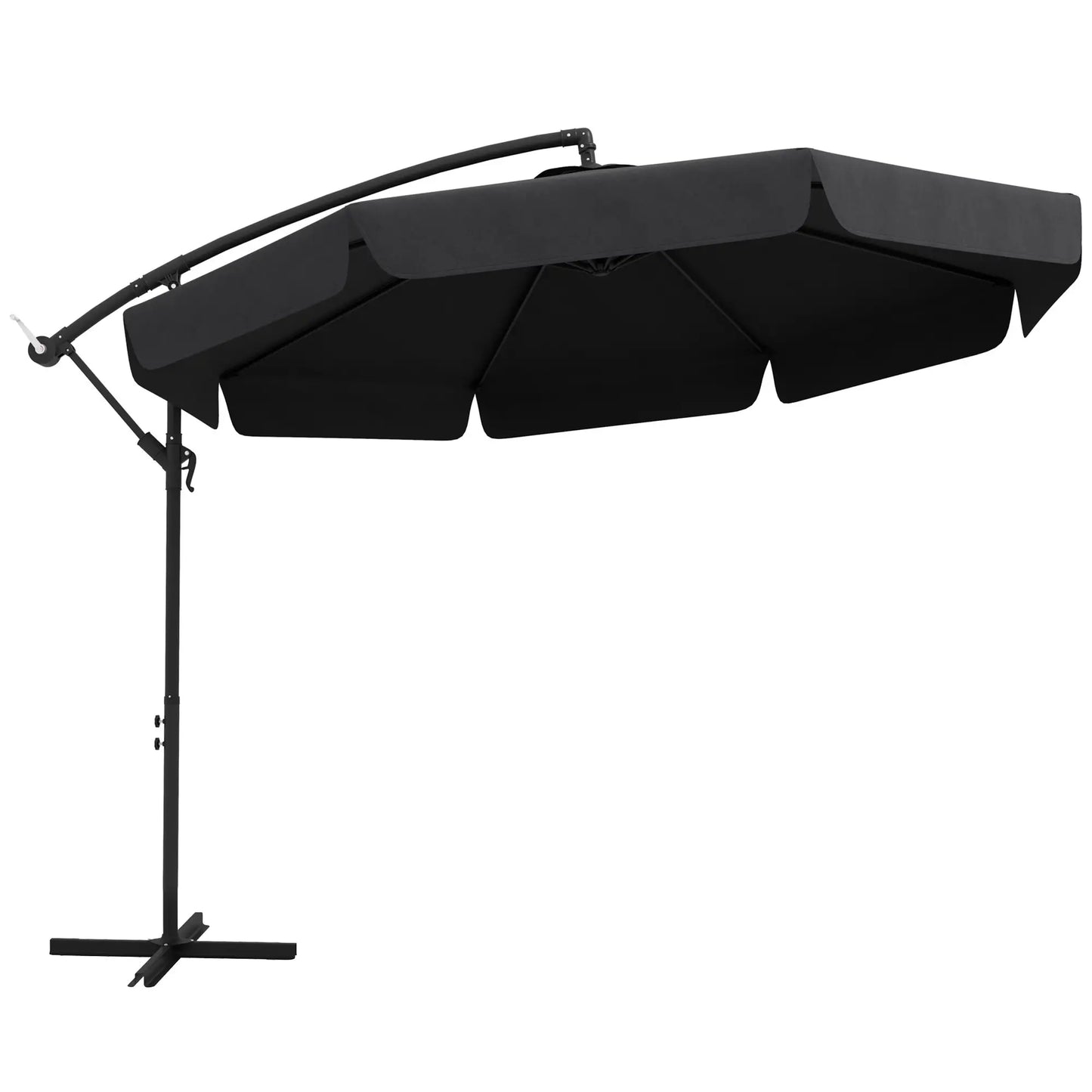 11 FT Cantilever Patio Umbrella, Cross Base, 8 Ribs, Black Offset Cantilever Umbrellas at Gallery Canada