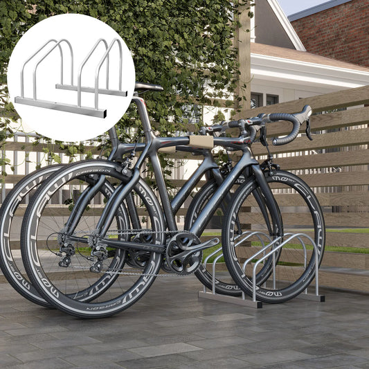 Adjustable 2-Bike Rack, Steel Stand, Garage Organizer, Silver Bike Parking Stands Silver at Gallery Canada