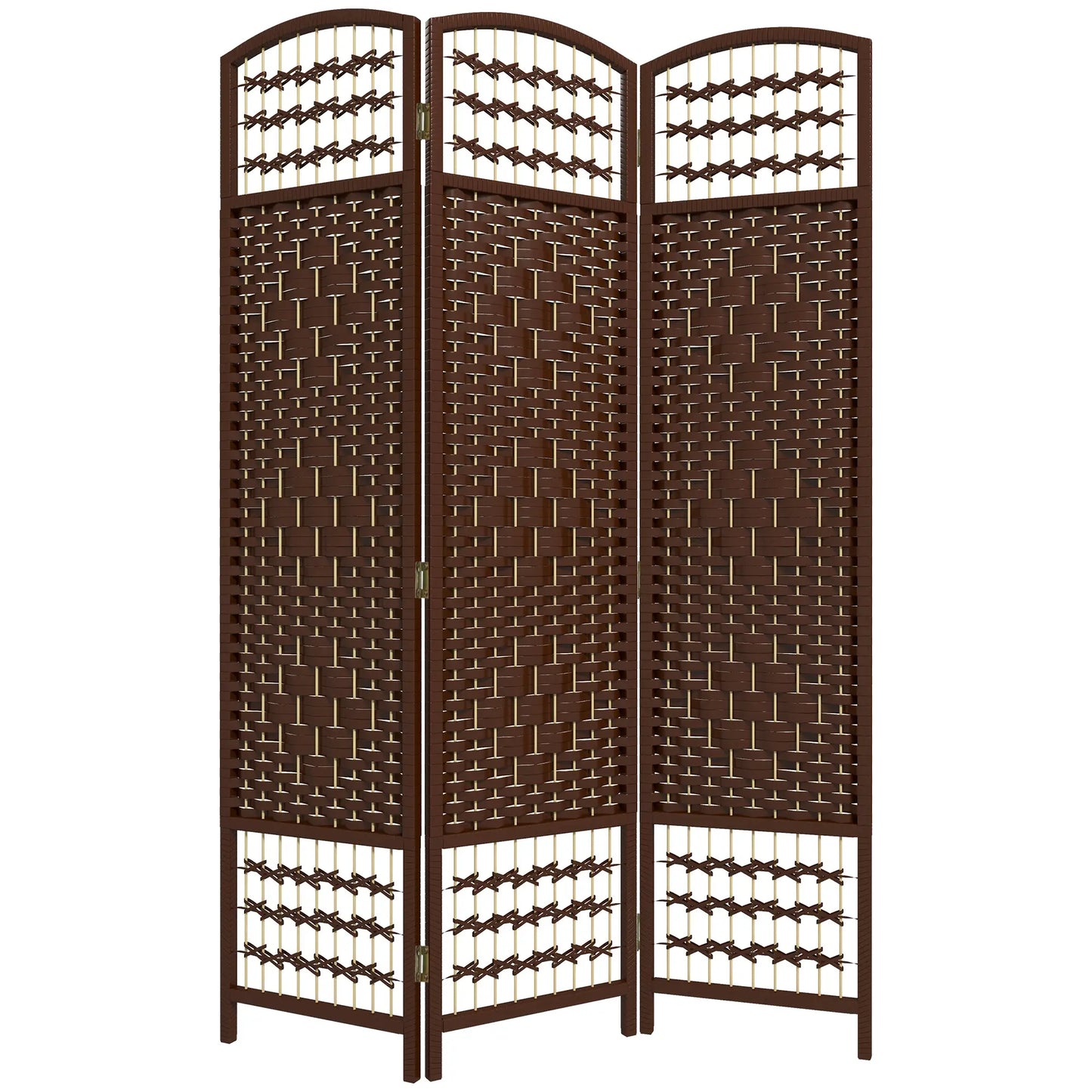 3 Panel Folding Room Divider, Portable Privacy Screen, Brown Room Dividers at Gallery Canada