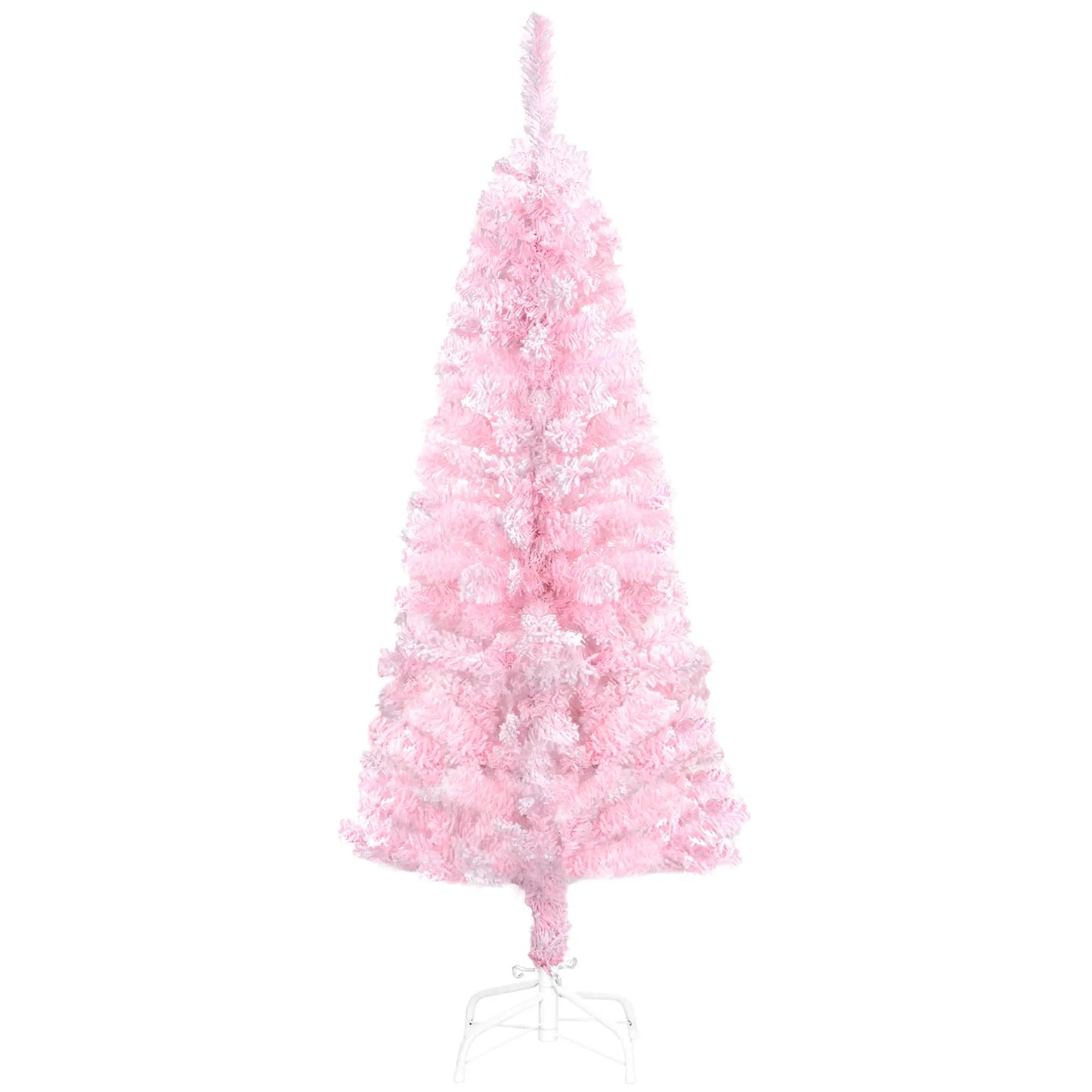4 ft Flocked Pencil Christmas Tree, Realistic Branches, Auto Open, Steel Base, Pink Pencil Christmas Trees at Gallery Canada