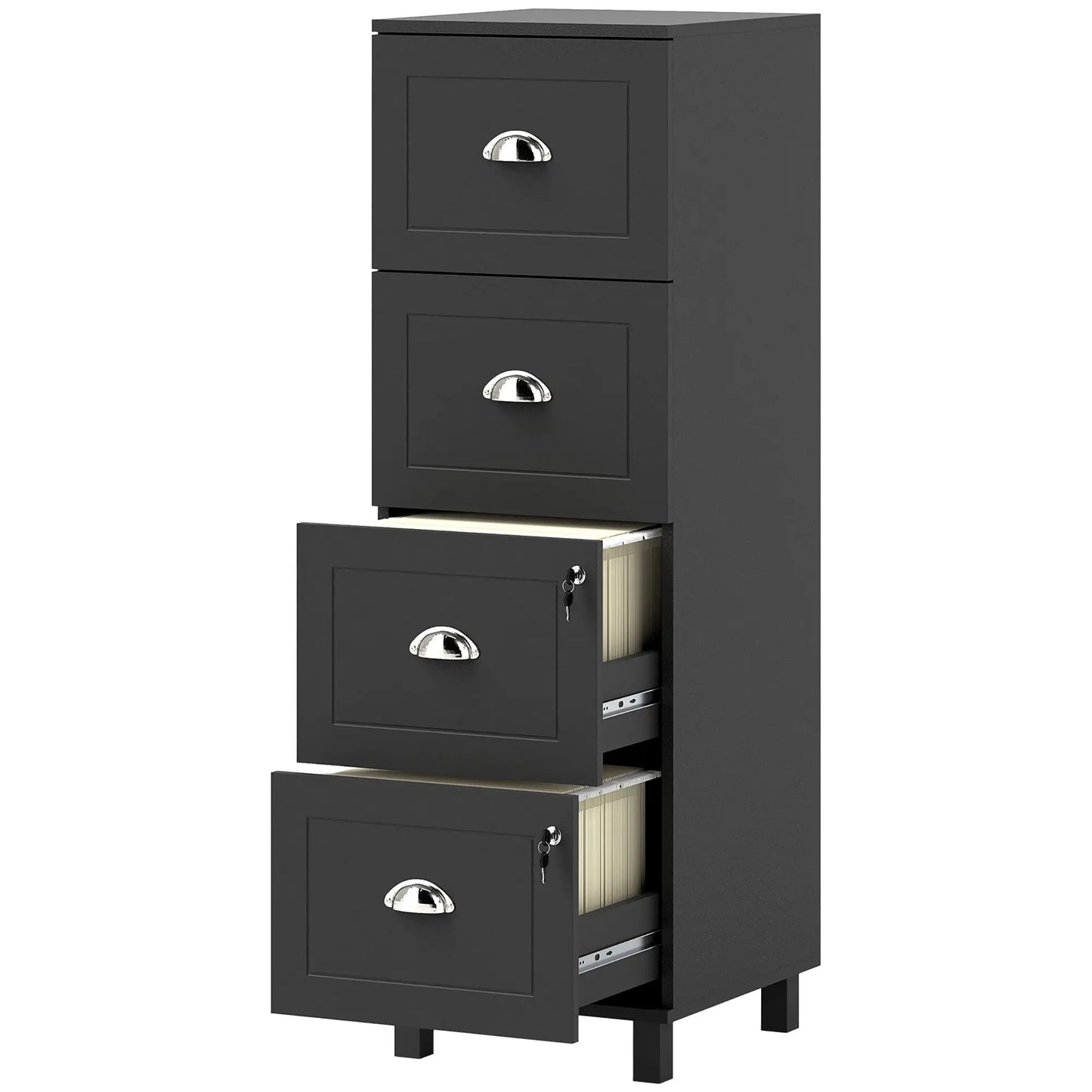 4 Drawer File Cabinet with Lock, A4 Letter Size, Black Office Cabinets & Cupboards at Gallery Canada