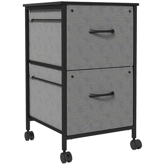 Vertical Filing Cabinet, Mobile File Cabinet with 2 Non-woven Fabric Drawers, Hanging Bars for Letter Size, Industrial Printer Stand for Home Office, Dark Grey at Gallery Canada