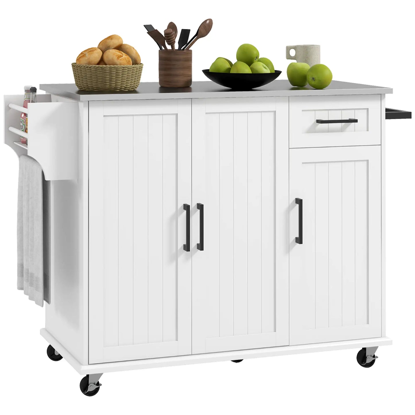 Kitchen Island with Storage, Drawer, 3 Cabinets, White Kitchen Islands & Kitchen Carts at Gallery Canada