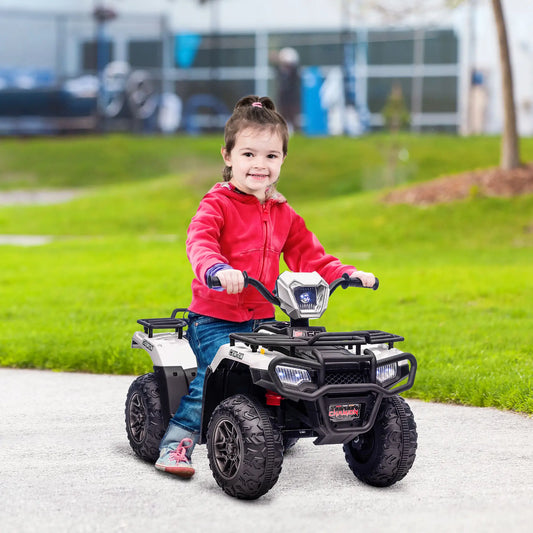 12V Kids ATV Quad, 4 Wheeler, Battery Powered, Ages 37-60 Months, White Electric Toy Cars Black, White at Gallery Canada