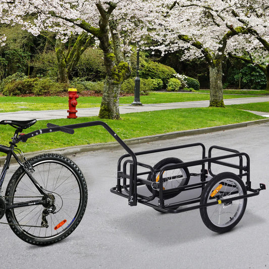 Folding Bicycle Cargo Trailer, Bike Cart Carrier, Hitch, Black Bike Cargo Trailers Black at Gallery Canada
