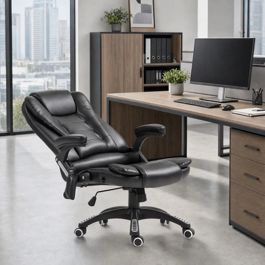 Reclining Massage Office Chair, High Back, Swivel Wheels, Black Office Chairs Black at Gallery Canada