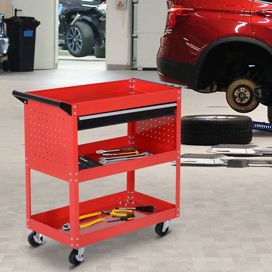 Tool Cart on Wheels, Ball Bearing Drawer, Storage Trays, Red Tool Organizers Red at Gallery Canada