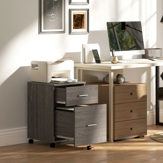Mobile Vertical File Cabinet, 2 Drawers with Wheels, Letter or A4, Grey Office Cabinets & Cupboards Grey at Gallery Canada