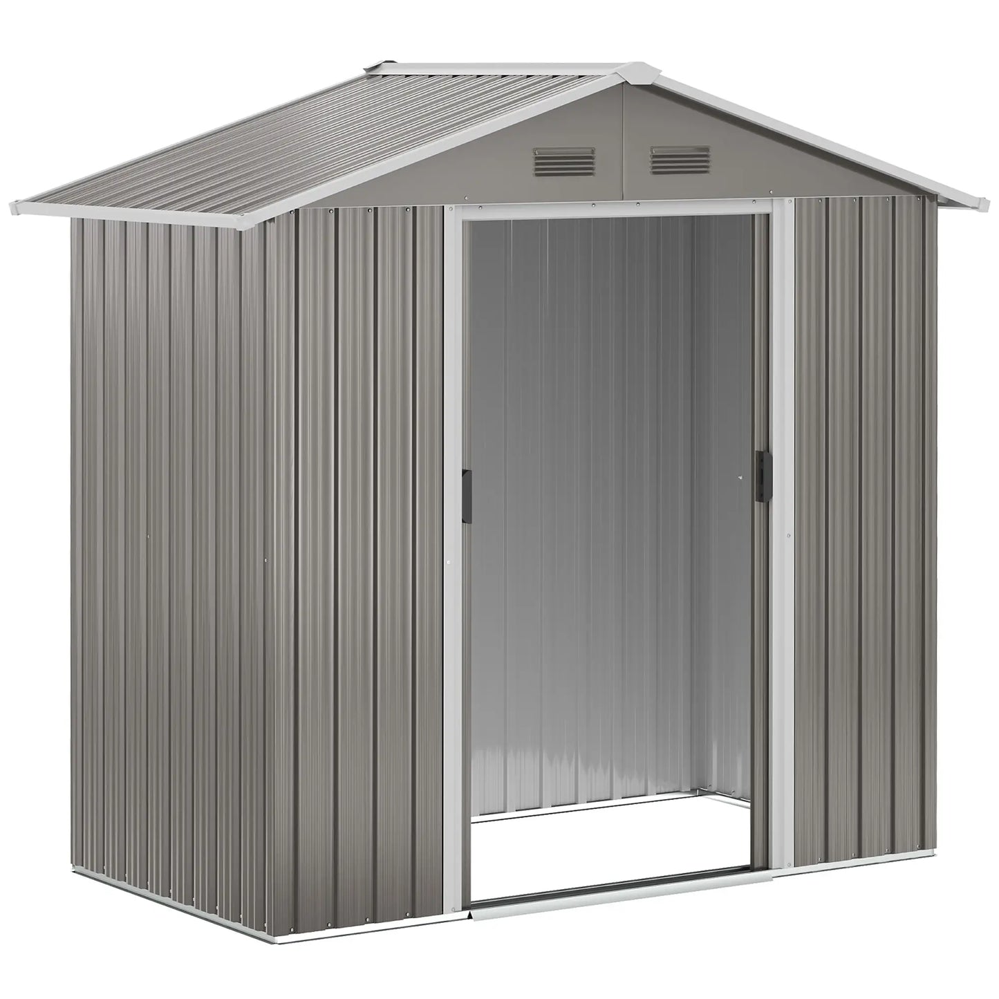 6.5x3.5ft Metal Garden Shed, Outdoor Tool Storage, Double Sliding Doors, Vents, Grey Sheds at Gallery Canada