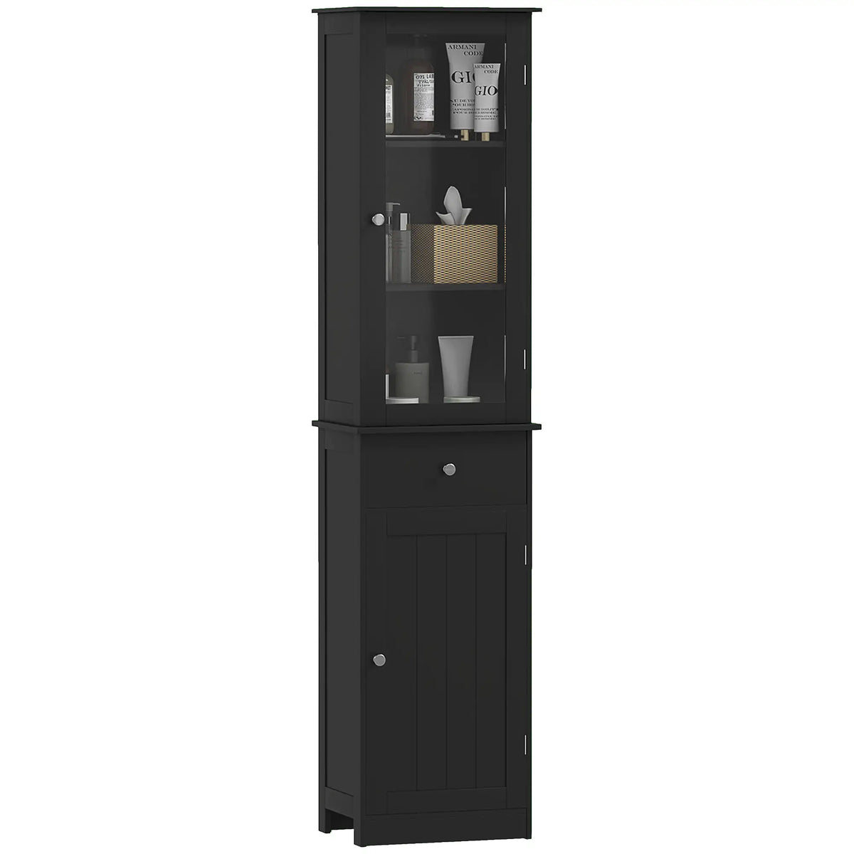 Tall Bathroom Cabinet, 2 Doors, Adjustable Shelves, Black Bathroom Cabinets at Gallery Canada