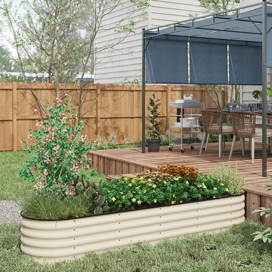 Galvanized Steel Raised Garden Bed, 8 x 2 x 1.5 FT, Cream White Galvanized Planter Boxes Cream at Gallery Canada