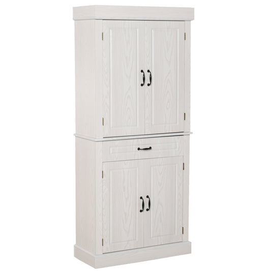 71" Freestanding Kitchen Pantry Traditional Storage Cupboard Floor Utility Cabinets with Drawer for Living Room, Hallway,Ivory - Gallery Canada
